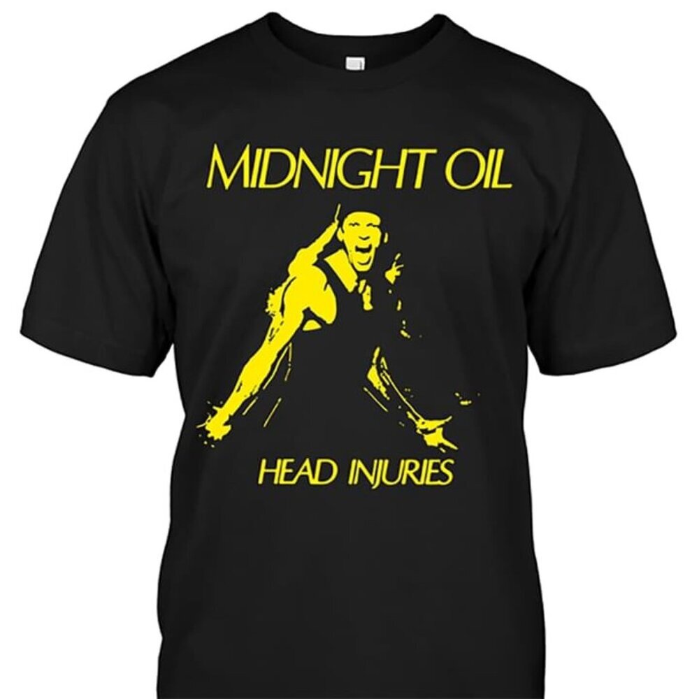 Midnight Oil Head Injuries Graphic T-Shirt Rock Band Music Fan Casual Streetwear